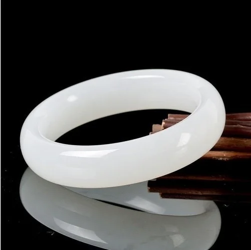 Men Accessories Jewellery - Genuine Natural White Jade Bangle Bracelet