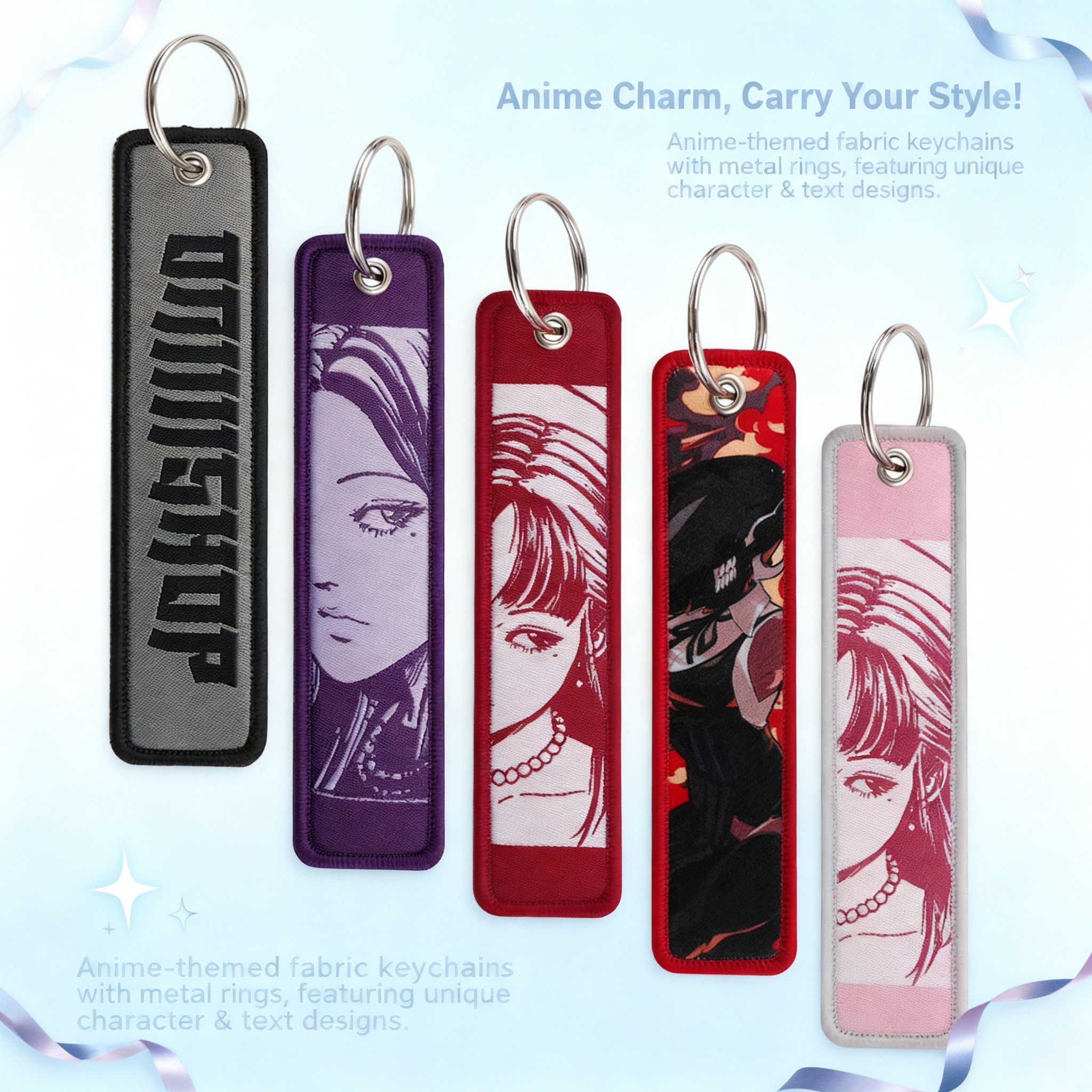 Men Accessories Bag - Anime Girls Embroidery Key Fobs Cool