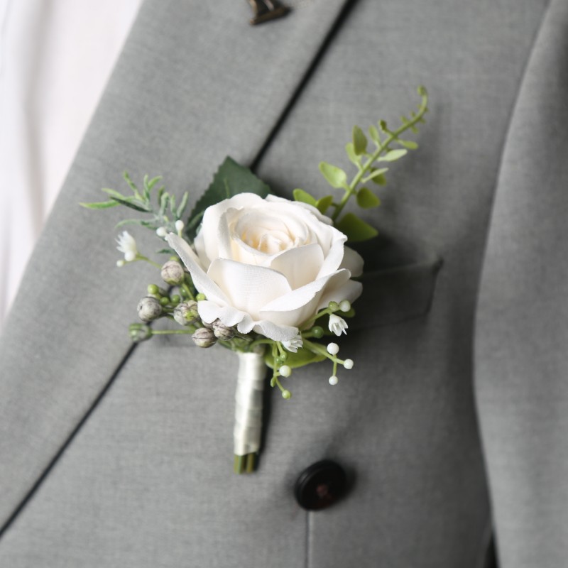 Men Accessories For Wrist - Artificial Rose Boutonniere Wrist Corsage Men