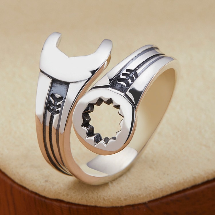 Men Accessories Jewellery - 925 Sterling Silver Wrench Adjustable Rings