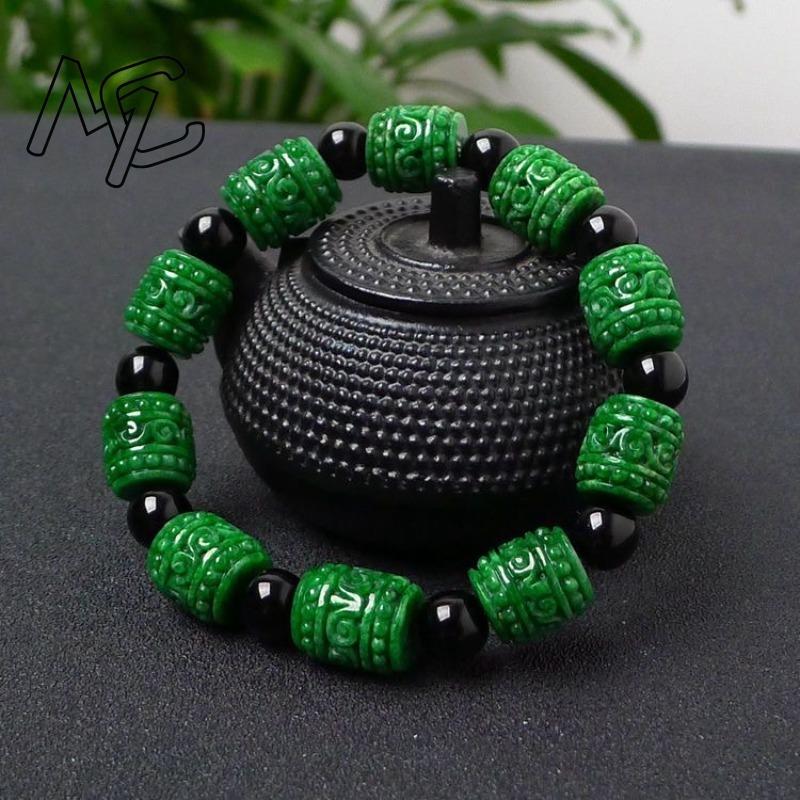 Men Accessories Jewellery - Natural A Green Jade Carving Money