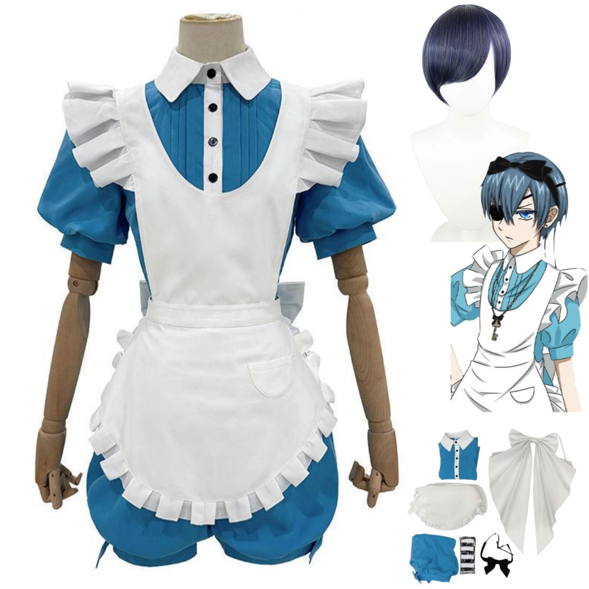 Men Accessories Set - Anime Ciel Phantomhive Smile Cosplay Costume