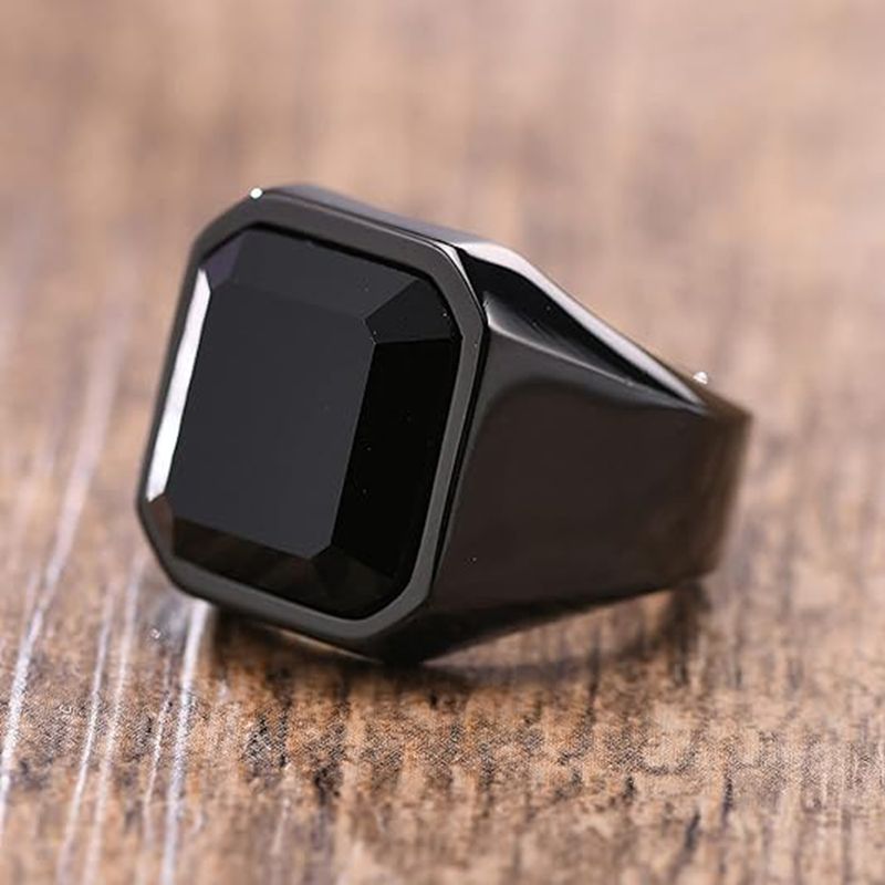 Man Ring Black Carnelian Signe - Signet Ring Men 评论和价格