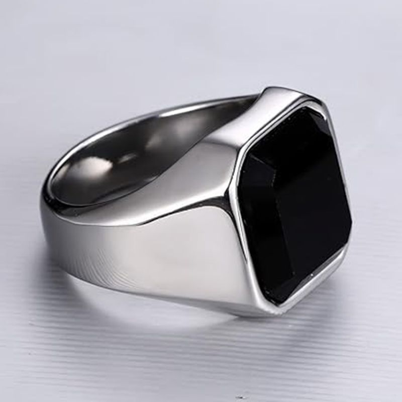 Man Ring Black Carnelian Signe - Signet Ring Men 评论和价格