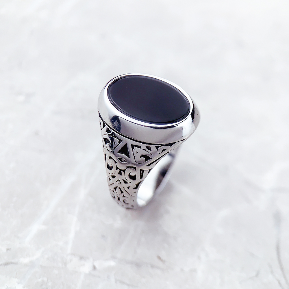 Black Oval Signet Ring Europe  - Signet Ring Men 评论和价格