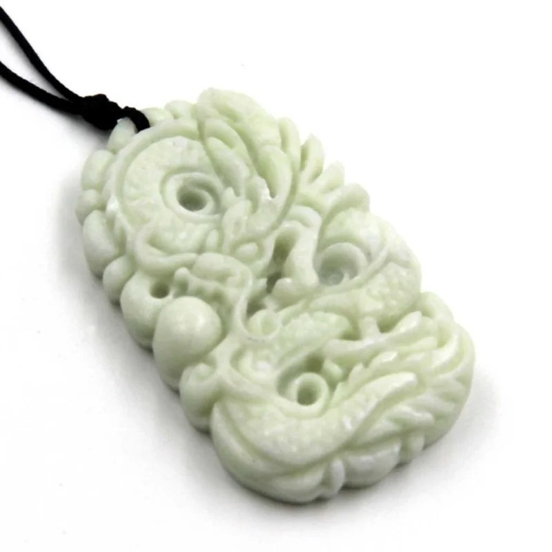 Natural White jade Dragon Phoe - Men Accessories Jewellery 评论和价格