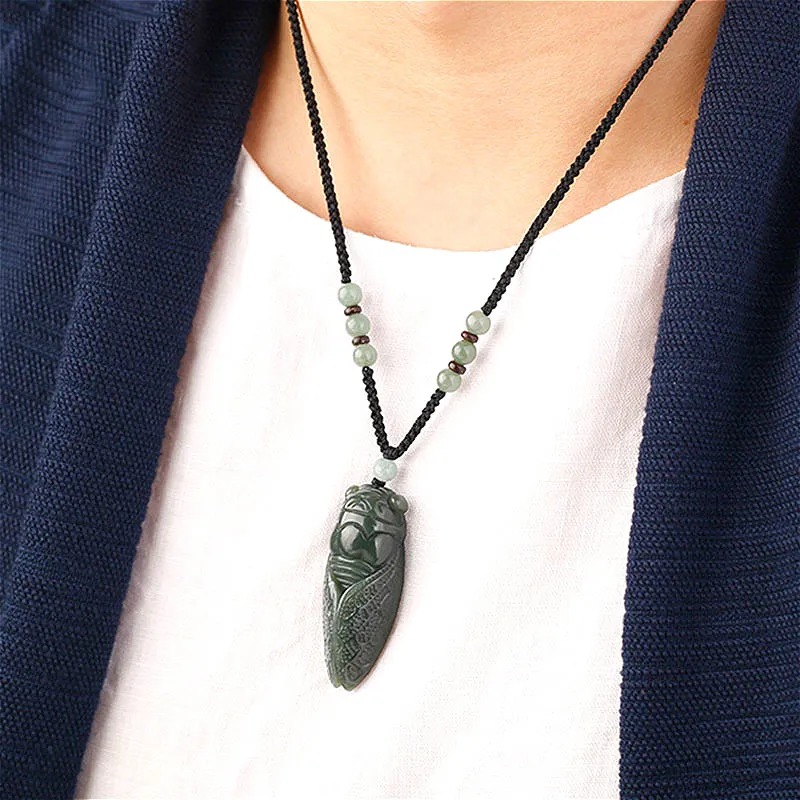 Natural Hetian Jade Cicada Pen - Men Accessories Jewellery 评论和价格