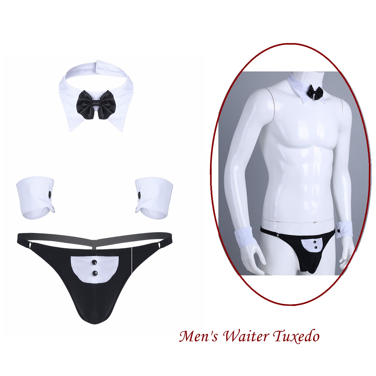 Men Cosplay Waiter Lingerie Se - Men Accessories Jewelry 评论和价格