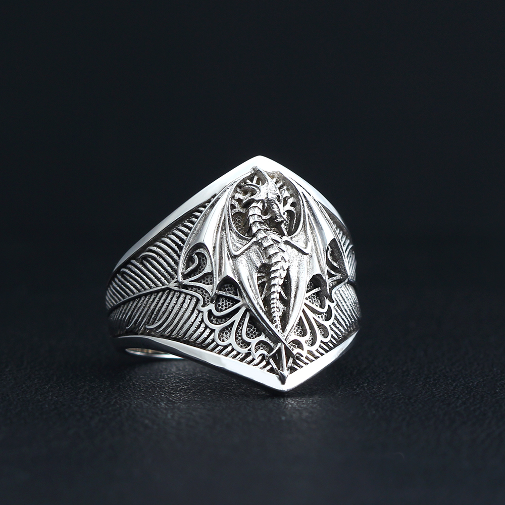 Flying Dragon Signet Vinking D - Signet Ring Men 评论和价格
