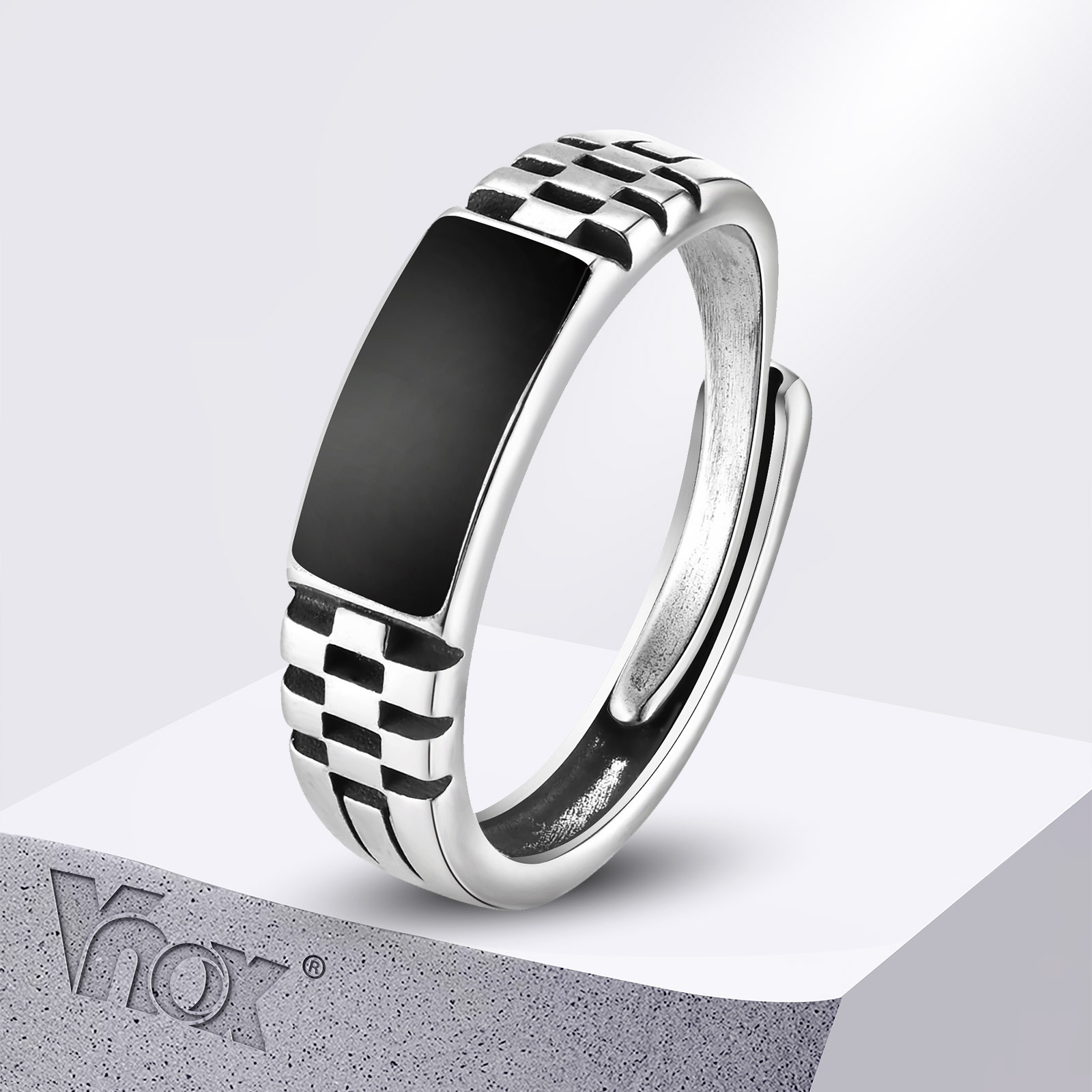 Vnox Mens Open Rings, Black En - Signet Ring Men 评论和价格