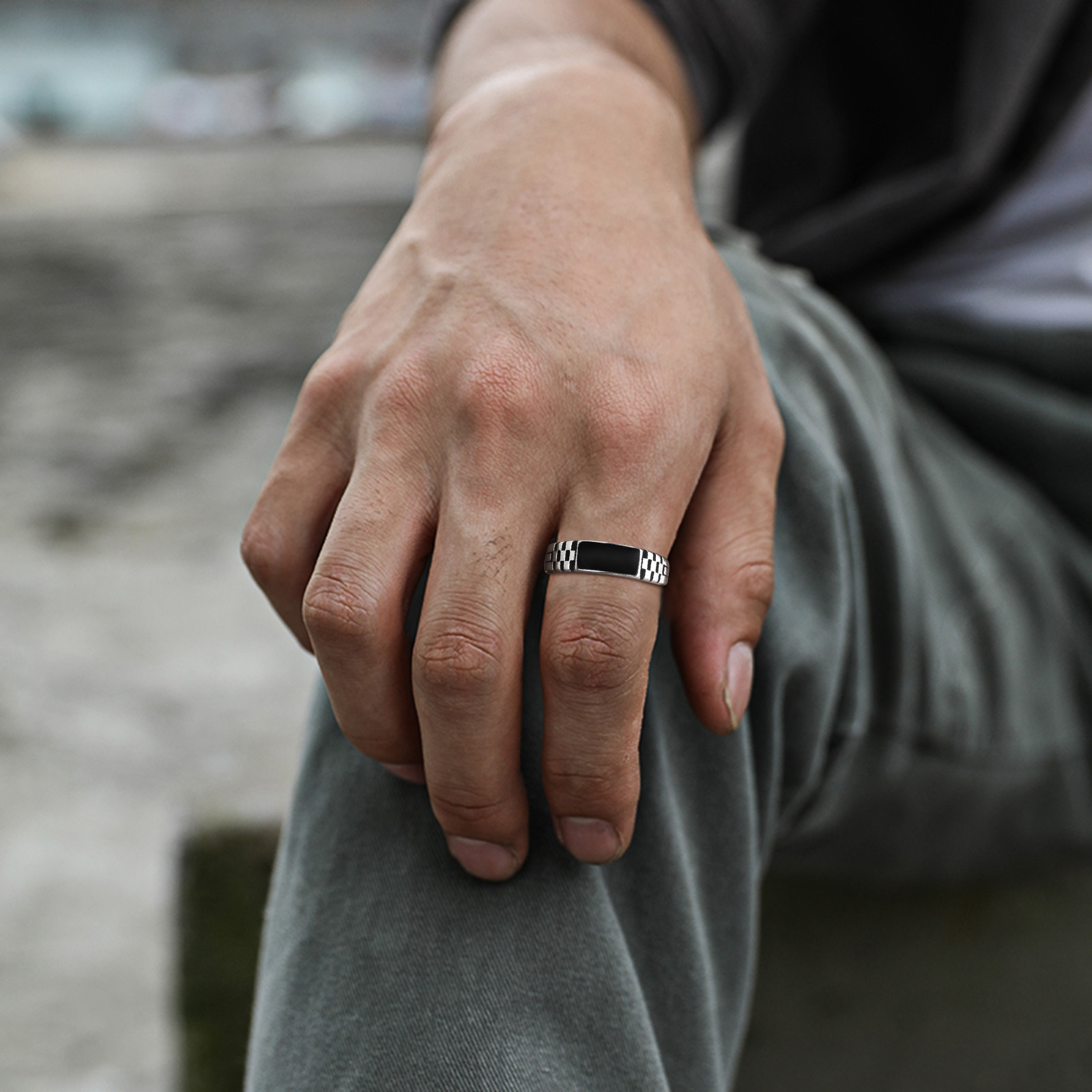 Vnox Mens Open Rings, Black En - Signet Ring Men 评论和价格