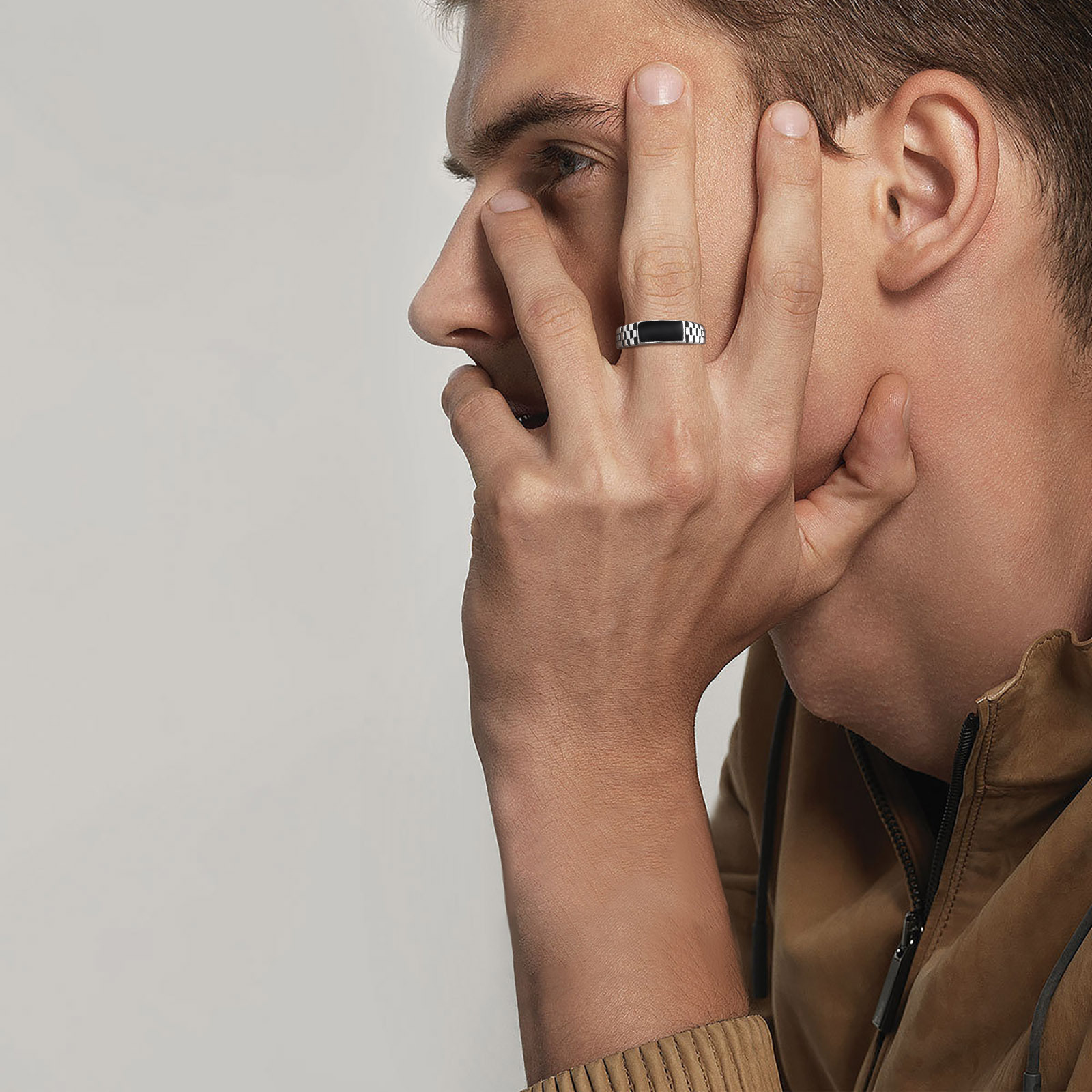 Vnox Mens Open Rings, Black En - Signet Ring Men 评论和价格