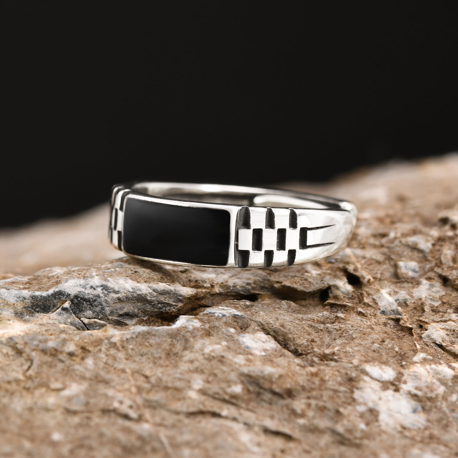 Vnox Mens Open Rings, Black En - Signet Ring Men 评论和价格