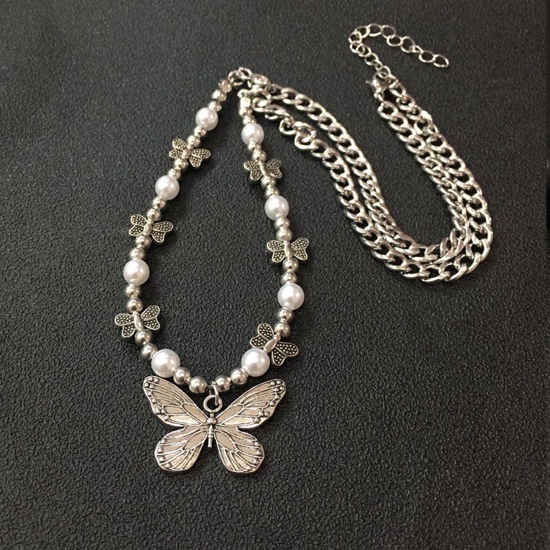 Gothic Butterfly Pendant Neckl - Men Accessories Aesthetic 评论和价格