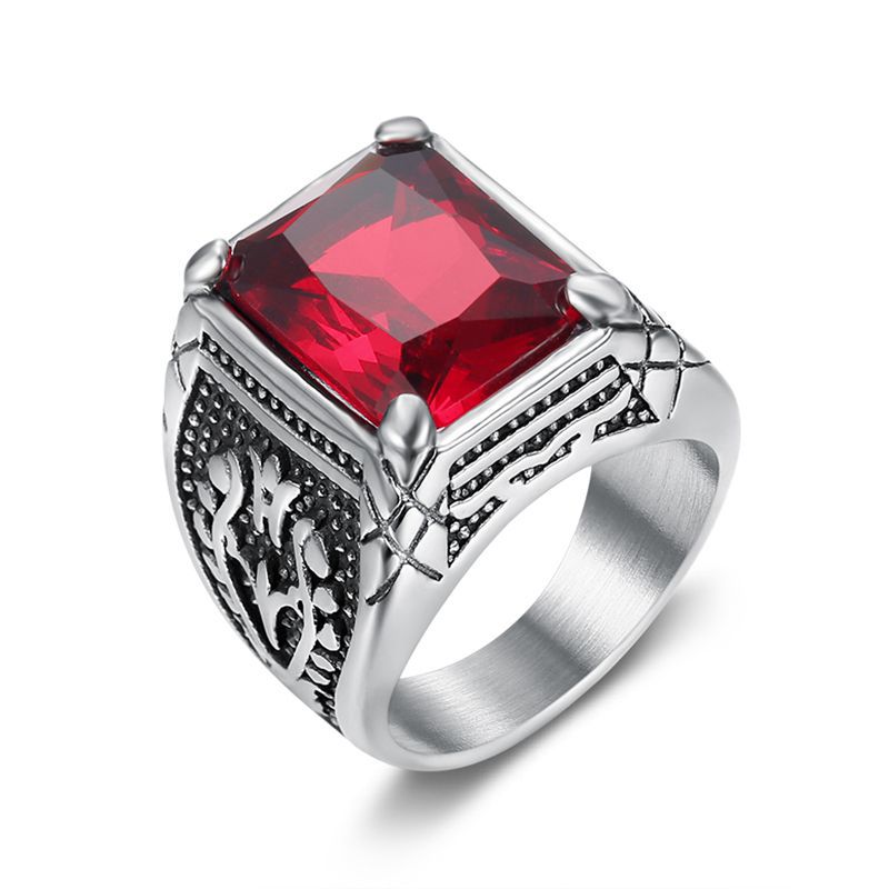 Size 7-15 Punk Retro Stainless - Signet Ring Men 评论和价格