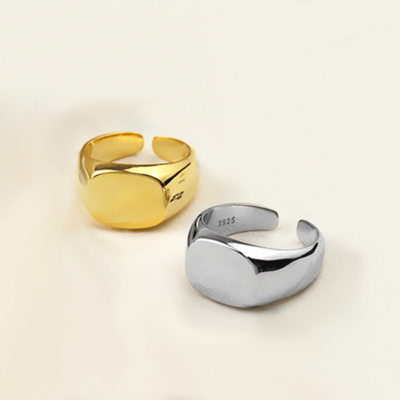 925 Sterling Silver Men Ring S - Signet Ring Men 评论和价格