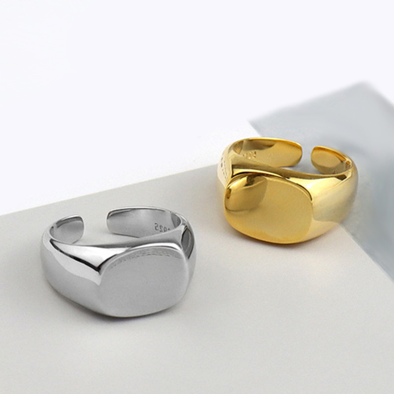 925 Sterling Silver Men Ring S - Signet Ring Men 评论和价格