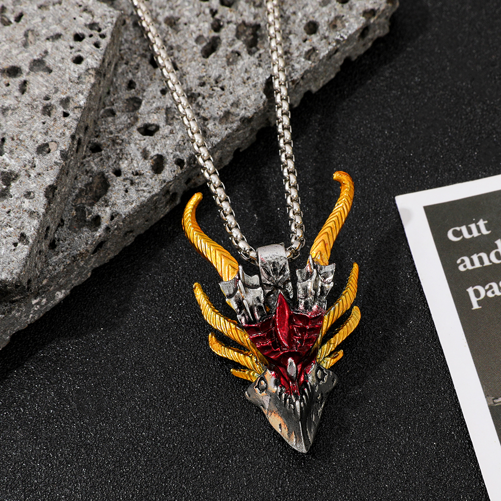 Retro Hip-Hop Evil Dragon Head - Men Accessories Jewelry 评论和价格