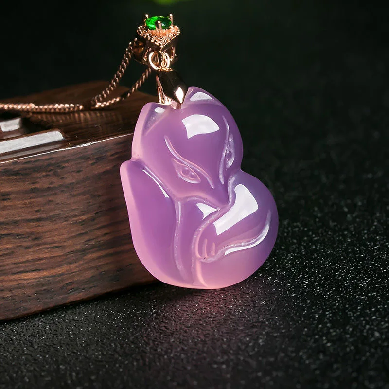 Natural Purple Agate Fox Penda - Men Accessories Jewellery 评论和价格