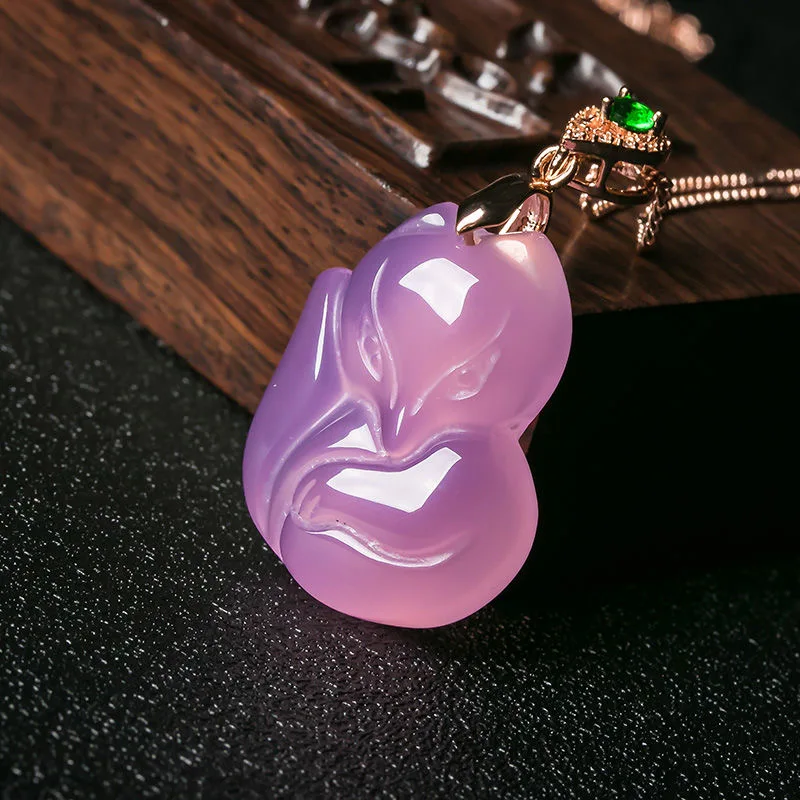 Natural Purple Agate Fox Penda - Men Accessories Jewellery 评论和价格