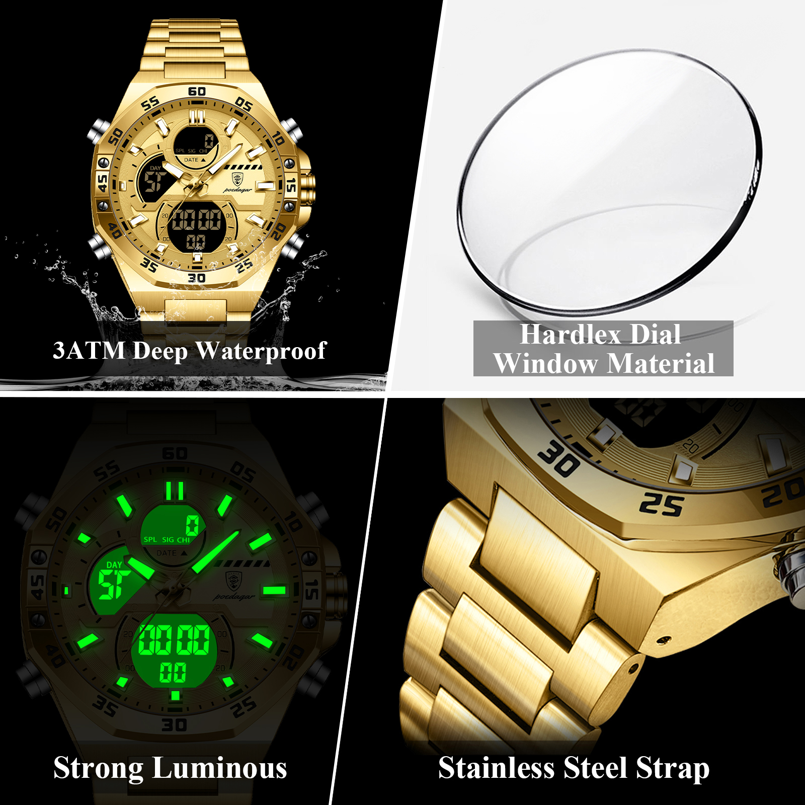 POEDAGAR Sport Men Watch LED W - Men Accessories Jewelry 评论和价格