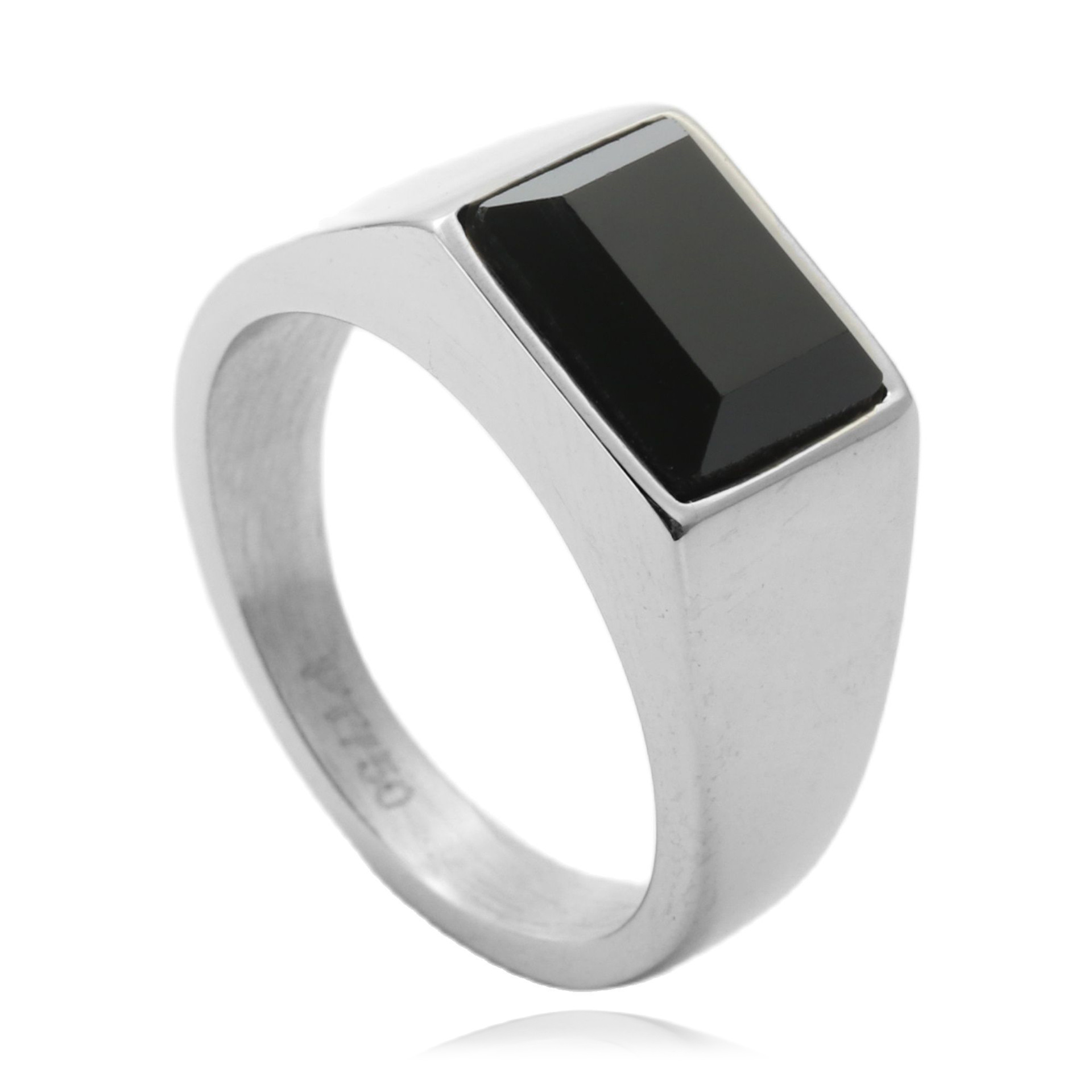 5 pieces Square Mens Black Sto - Signet Ring Men 评论和价格