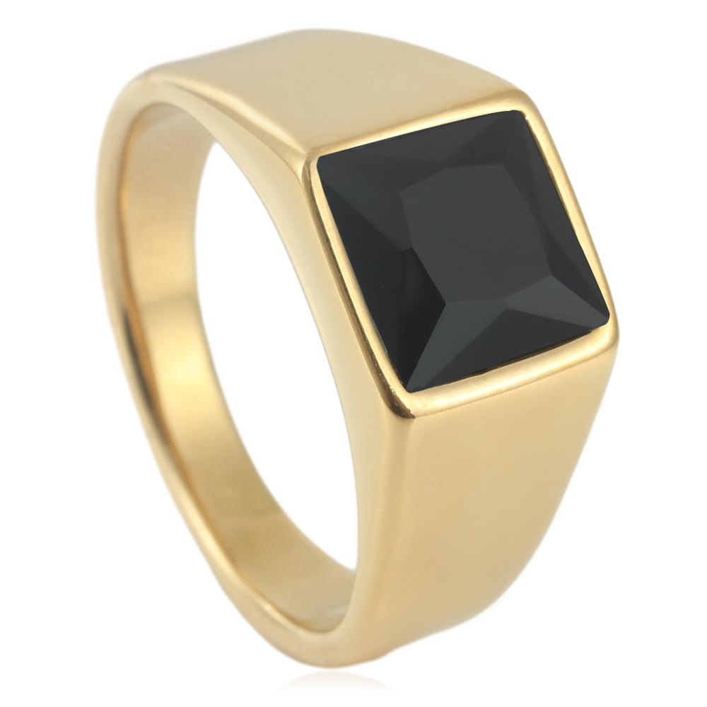 5 pieces Square Mens Black Sto - Signet Ring Men 评论和价格