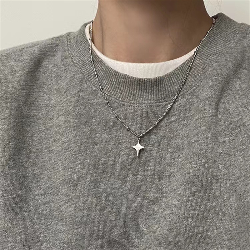 Kpop Goth Silver Color Star Pe - Men Accessories Aesthetic 评论和价格