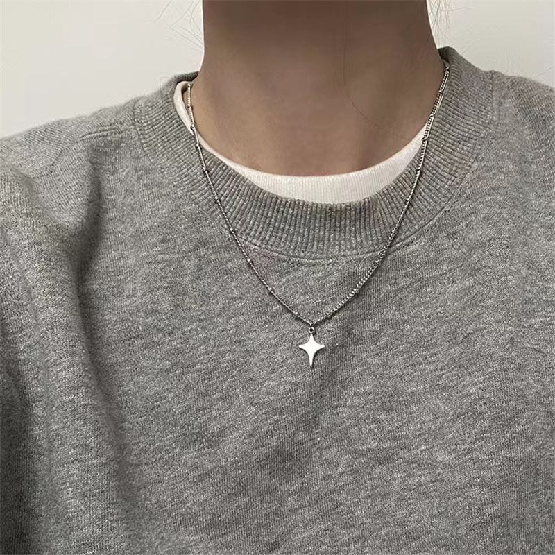 Kpop Goth Silver Color Star Pe - Men Accessories Aesthetic 评论和价格