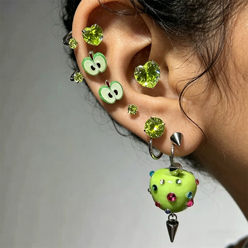 Novelty Green Apple Copper Ear - Men Accessories Aesthetic 评论和价格