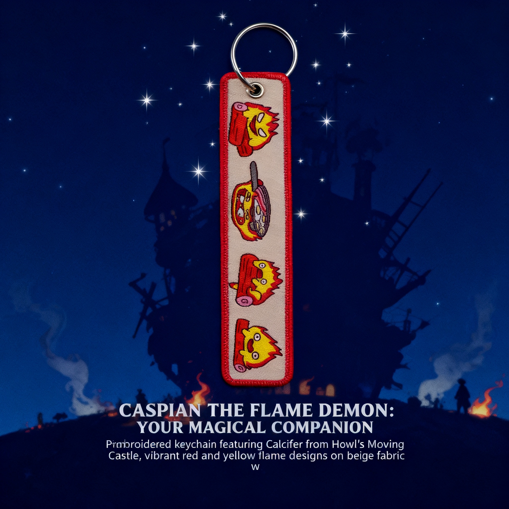 Anime Fire Embroidery Key Fobs - Men Accessories Bag 评论和价格