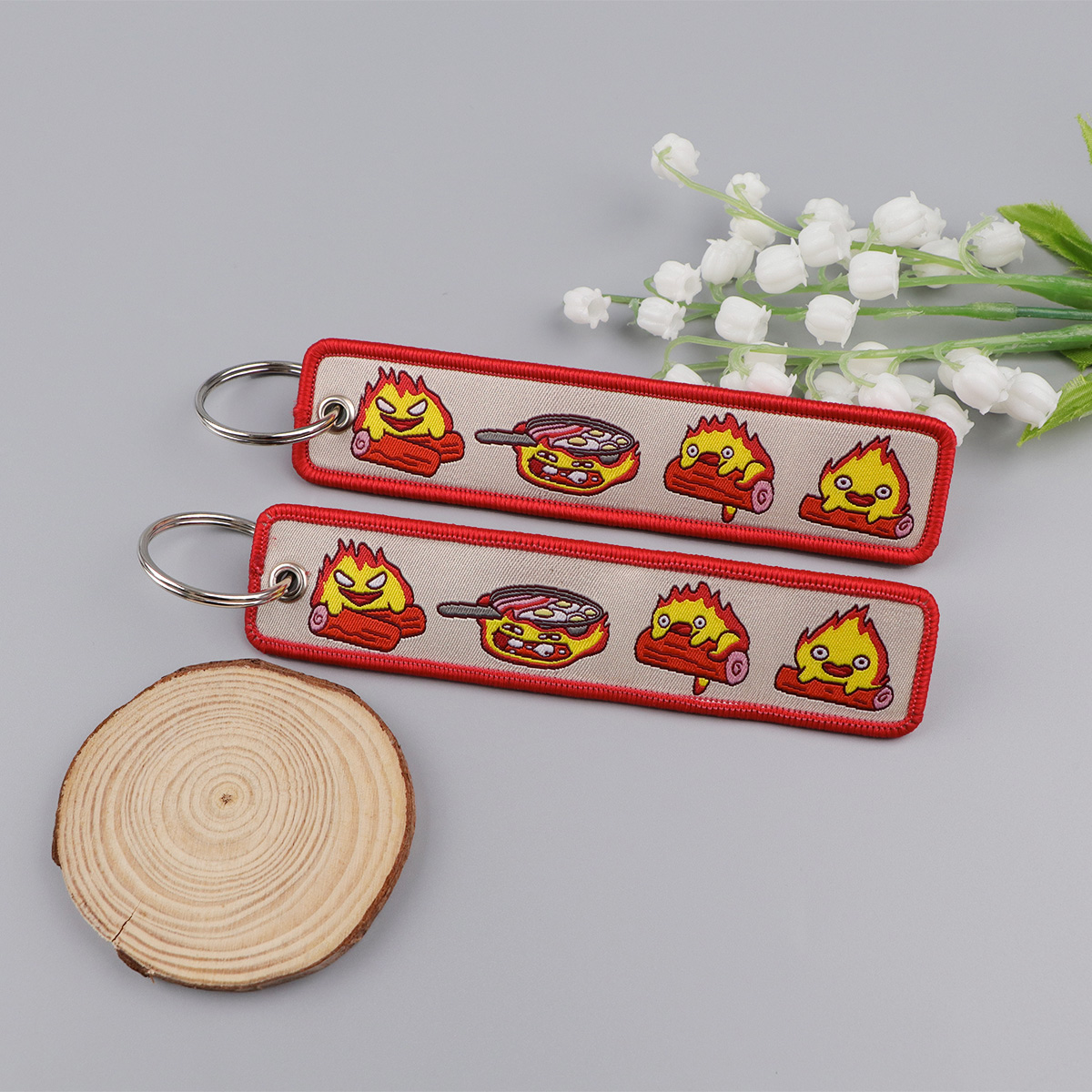 Anime Fire Embroidery Key Fobs - Men Accessories Bag 评论和价格