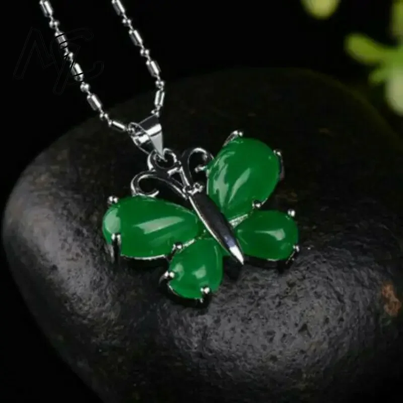 S925 Silver Green Jade Butterf - Men Accessories Jewellery 评论和价格