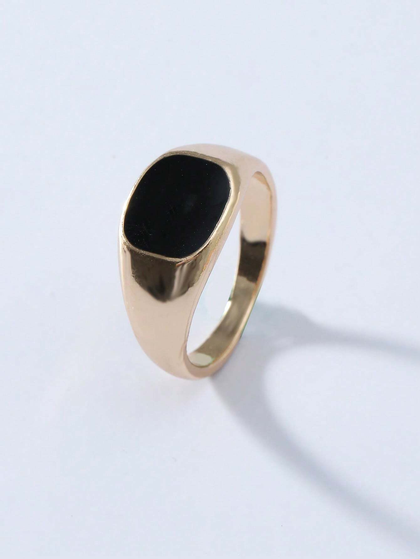 Minimalist Gold-Tone Signet Ri - Signet Ring Men 评论和价格