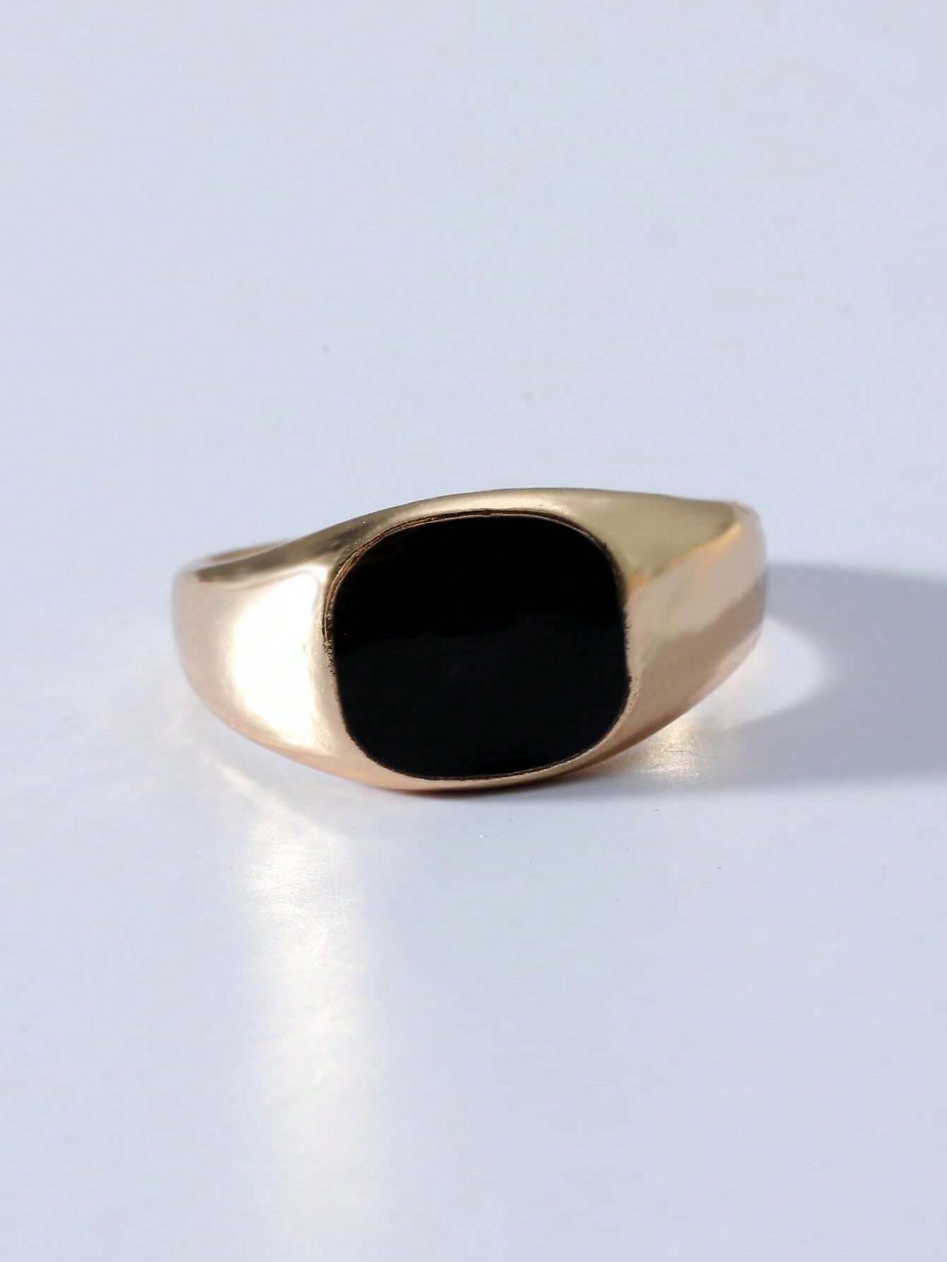Minimalist Gold-Tone Signet Ri - Signet Ring Men 评论和价格
