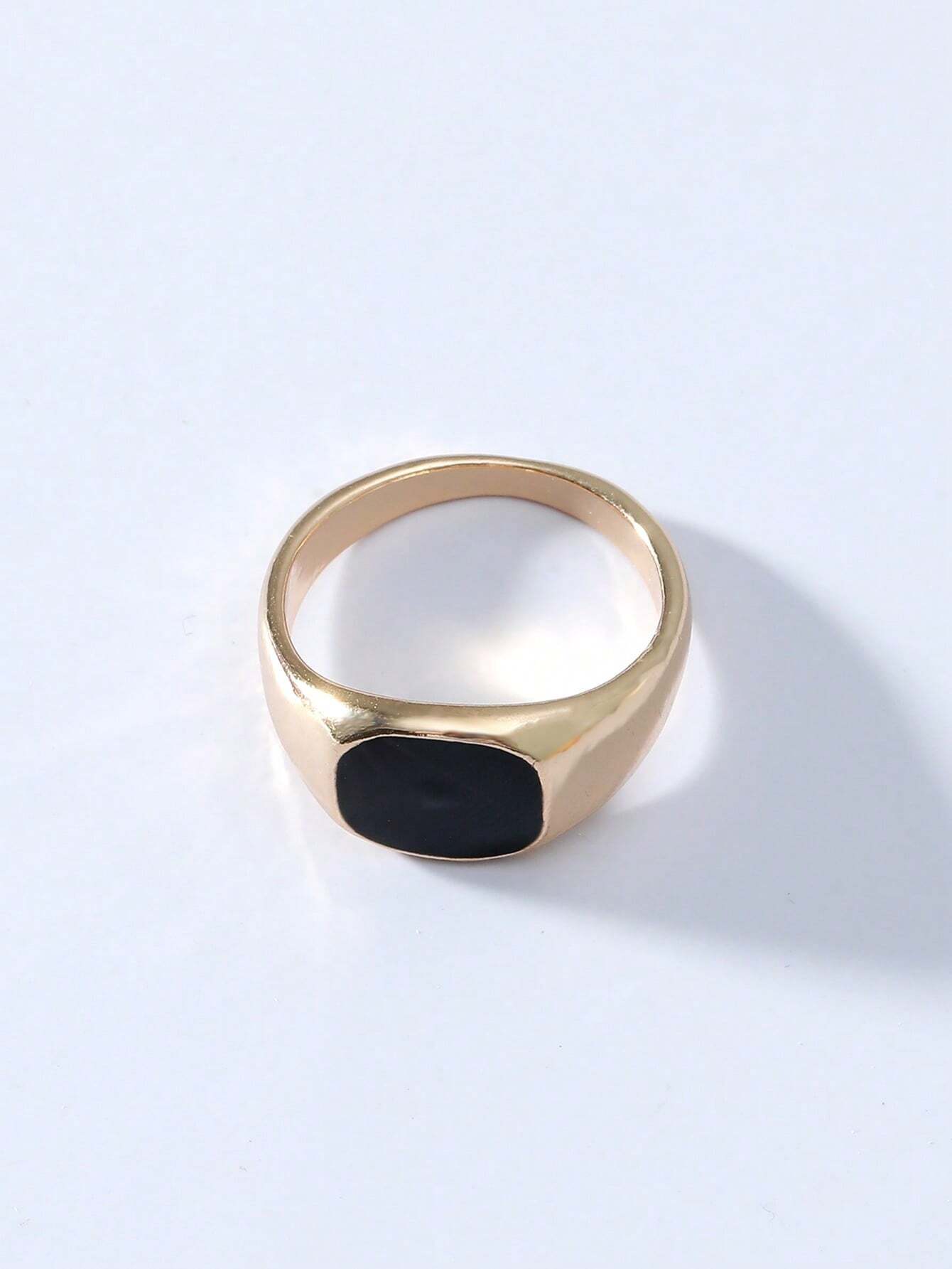 Minimalist Gold-Tone Signet Ri - Signet Ring Men 评论和价格