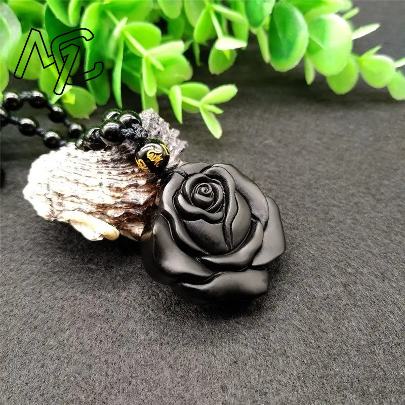 Natural Obsidian Cute Rose Flo - Men Accessories Jewellery 评论和价格