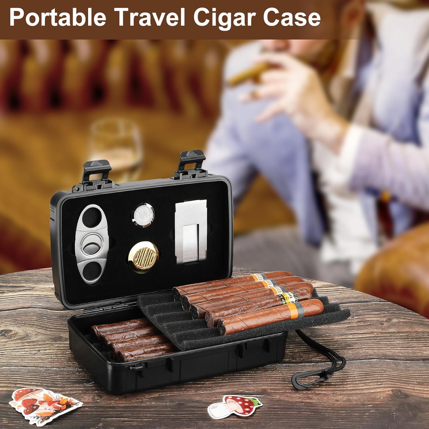 Portable Cigar Humidor Holds 1 - Men Accessories Set 评论和价格