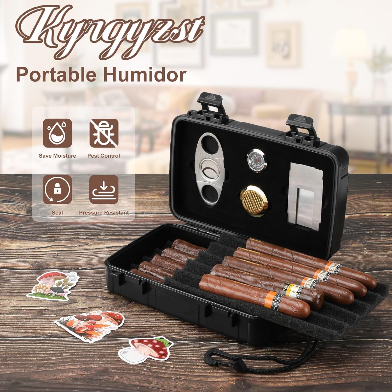 Portable Cigar Humidor Holds 1 - Men Accessories Set 评论和价格