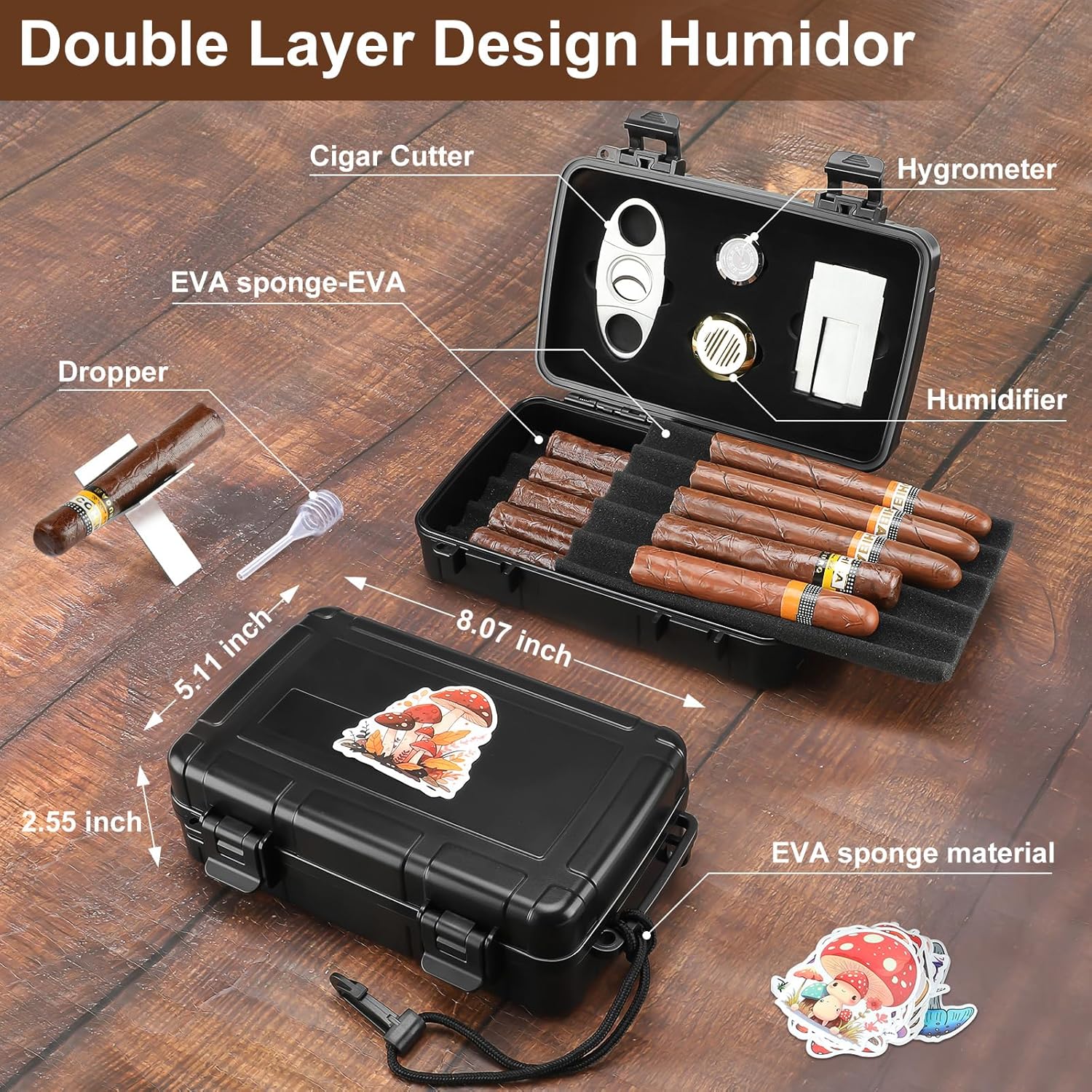 Portable Cigar Humidor Holds 1 - Men Accessories Set 评论和价格
