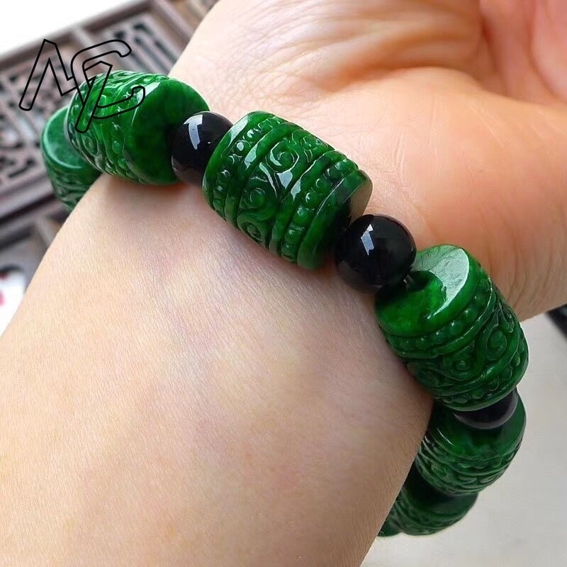 Natural A Green Jade Carving M - Men Accessories Jewellery 评论和价格