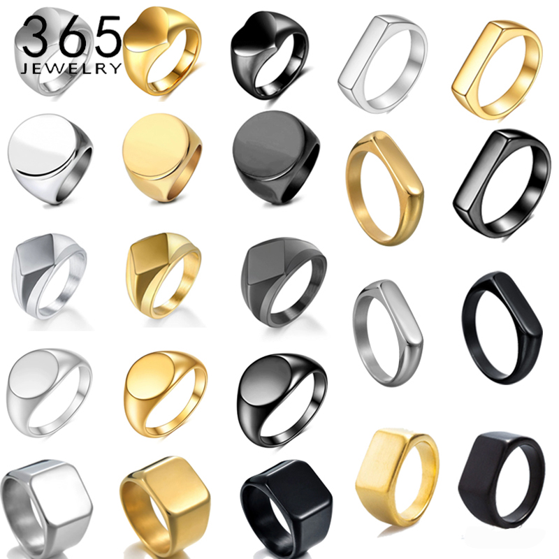 365 Stainless Steel Punk Rock  - Signet Ring Men 评论和价格